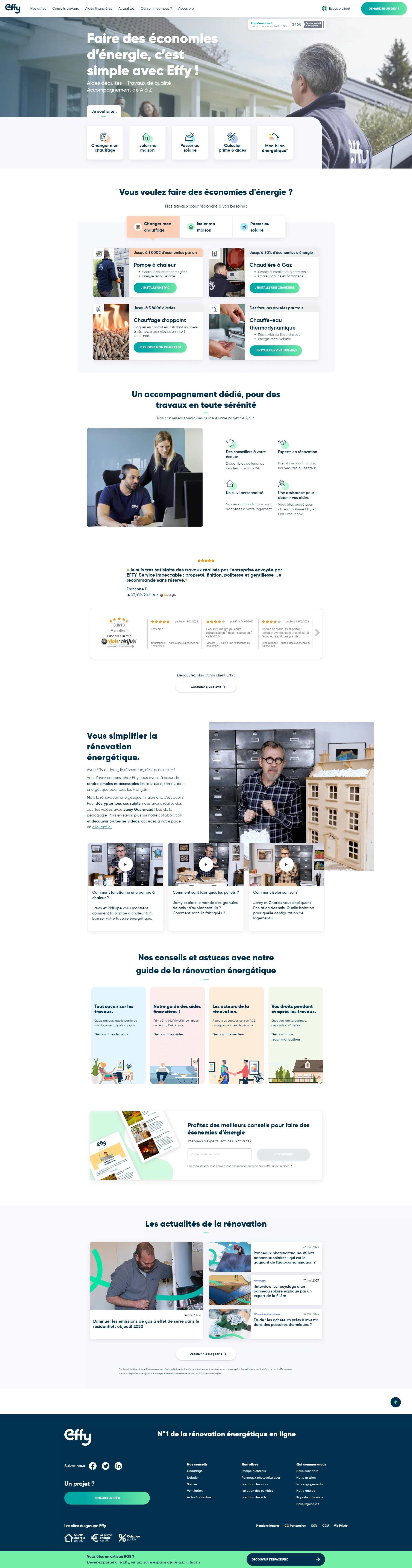 Page d'accueil du site Effy