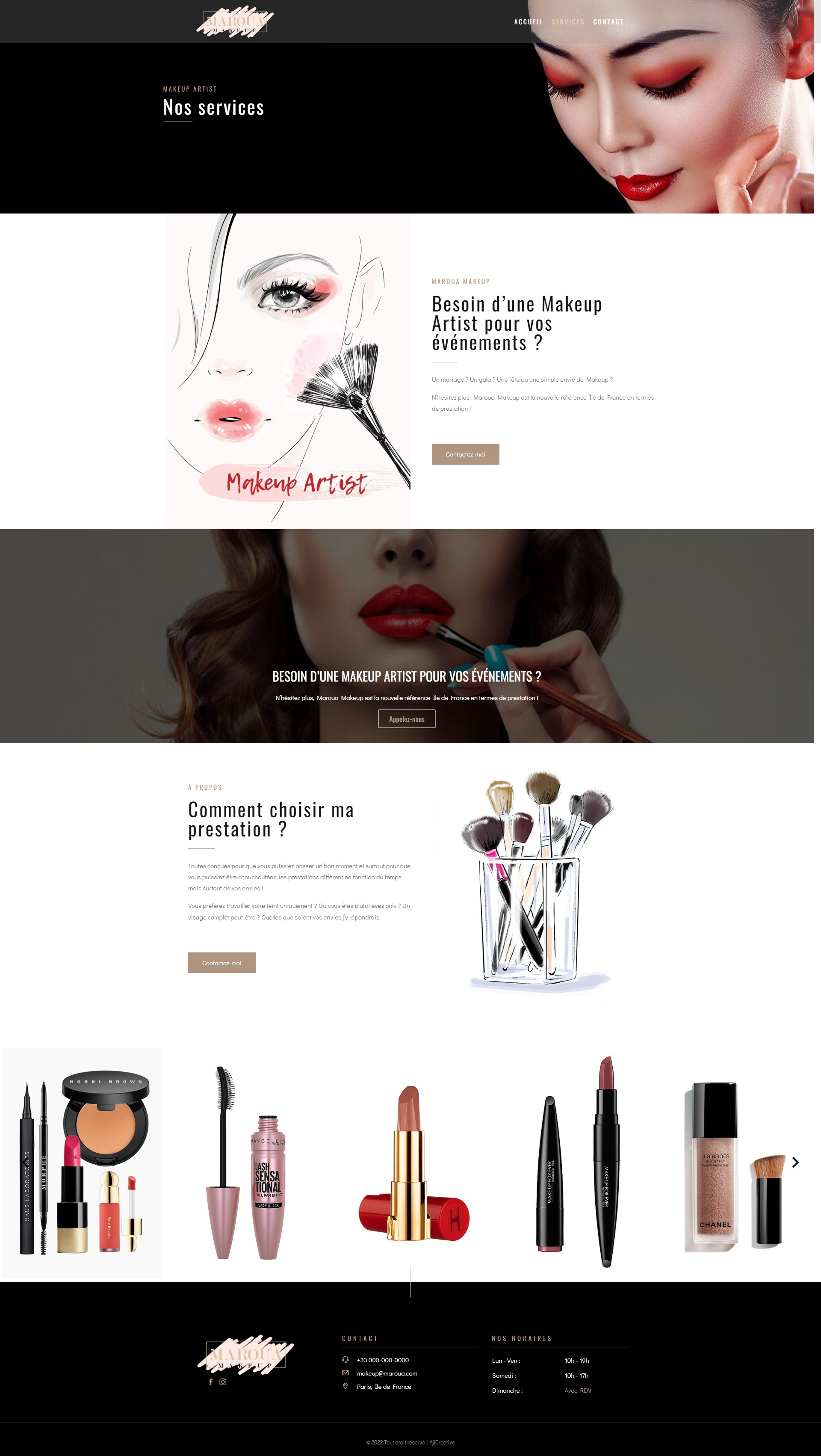 Page d'accueil du site Maroua Makeup