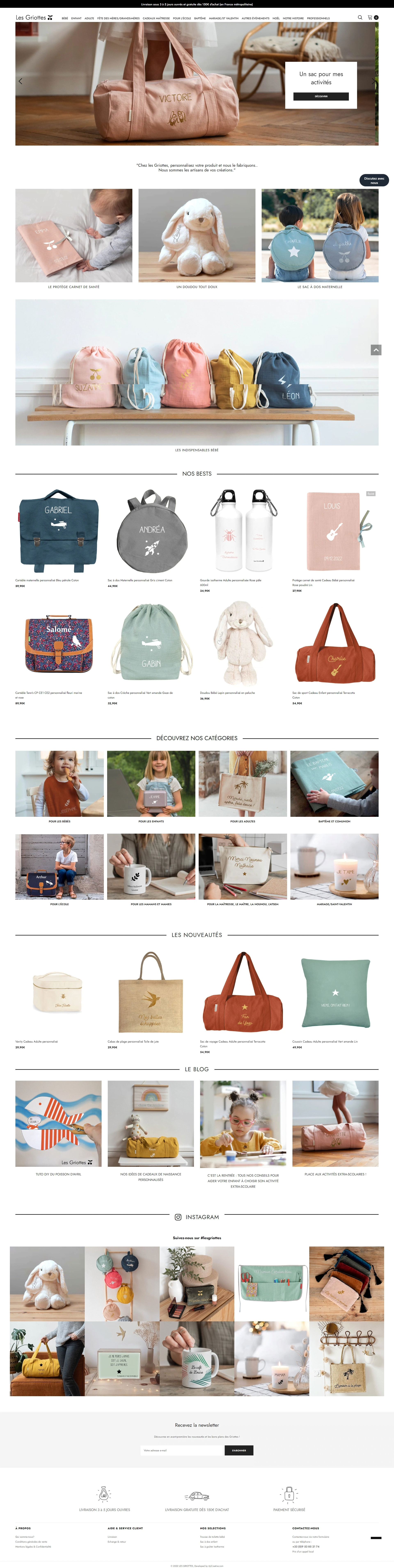 Page d'accueil du site Les Griottes