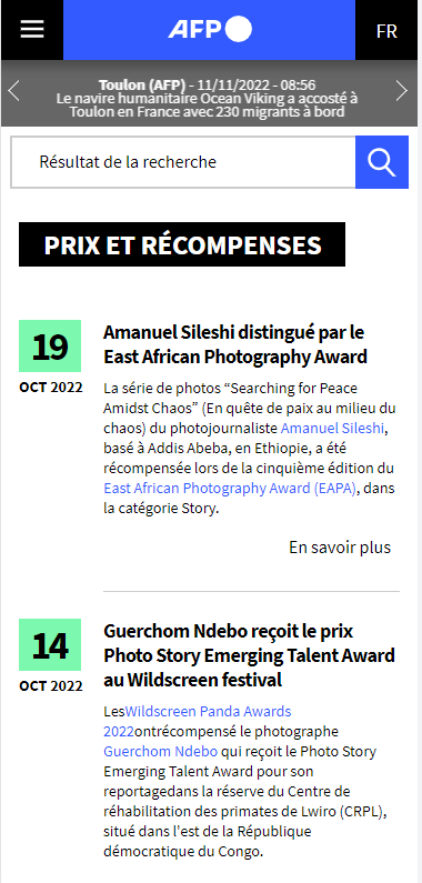 Responsive du site web AFP