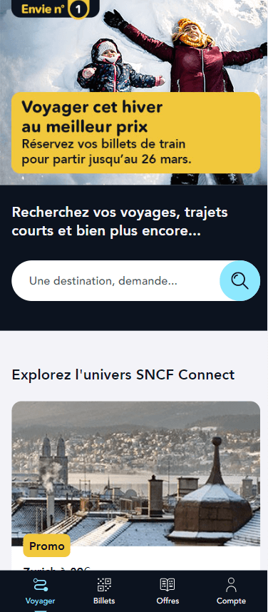 Responsive du site web Sncf Conect