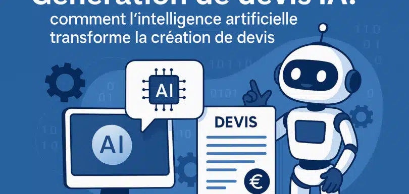 Génération de devis IA : illustration d’un robot générant un devis automatique