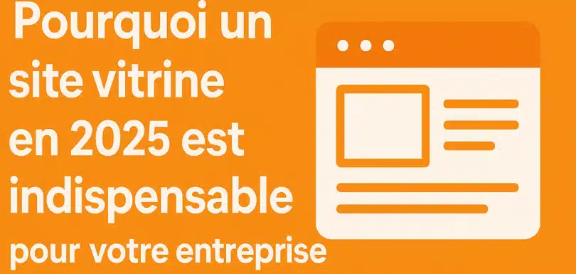 Illustration graphique d’un site vitrine en 2025 avec design moderne et fond orange mandarine